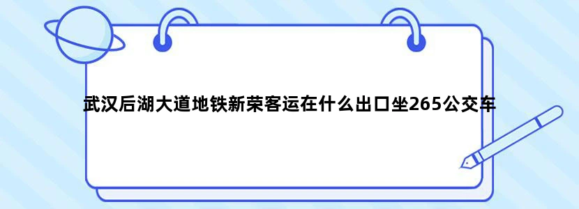 武汉后湖大道地铁新荣客运在什么出口坐265公交车