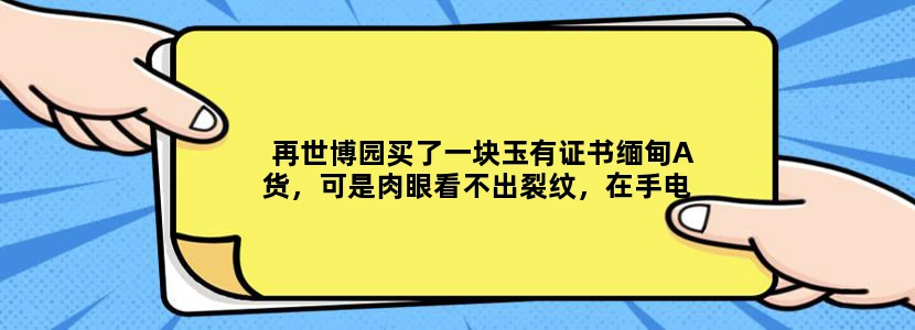 再世博园买了一块玉有证书缅甸A货，可是肉眼看不出裂纹，在手电筒照