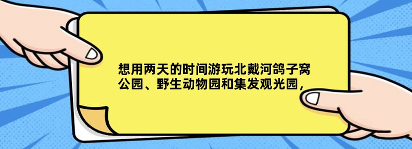 想用两天的时间游玩北戴河鸽子窝公园、野生动物园和集发观光园，如何安排行程，包括住宿？谢谢