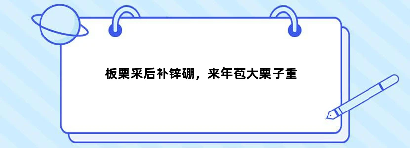 板栗采后补锌硼，来年苞大栗子重