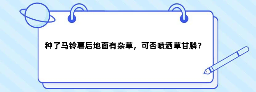 种了马铃薯后地面有杂草，可否喷洒草甘膦？