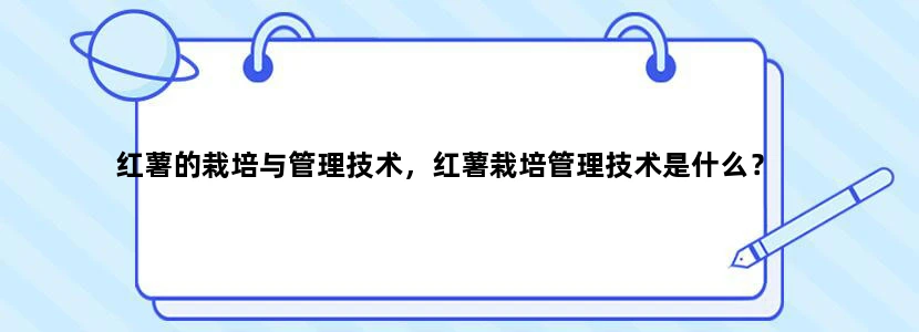 红薯的栽培与管理技术，红薯栽培管理技术是什么？